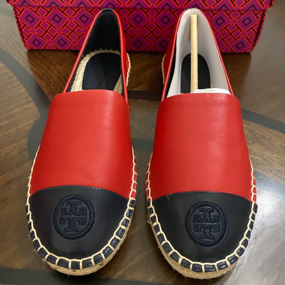 NewTory Burch Flat Espadrille Nappa Leather Red
